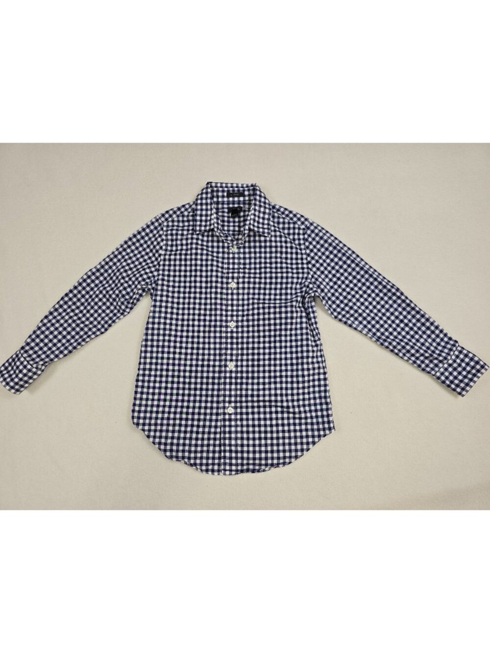 Crewcuts Ludlow Boys 6-7 Gingham Button-Up Shirt Navy & White Cotton Plaid